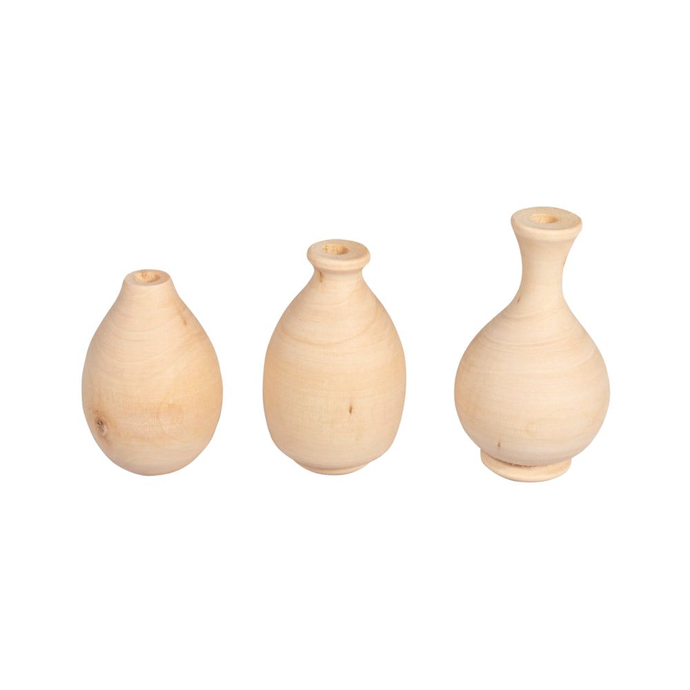 Set houten mini vaasjes